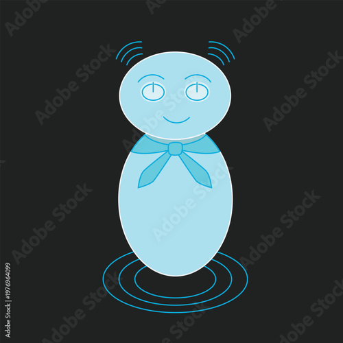 Chatbot assistant symbol. Audio and visual helper business data, customer support service. Vector illustration isolated on black background for design template web and call.