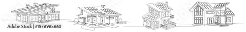 Eco friendly modern house designs featuring solar panels on the roof for sustainable energy