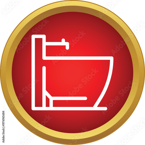 Bathtub icon representing bathroom hygiene and plumbing on a modern button
