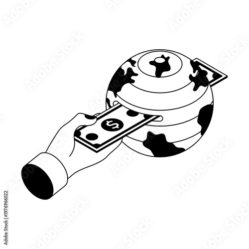 Icon depicting a remittance transfer in isometric style
