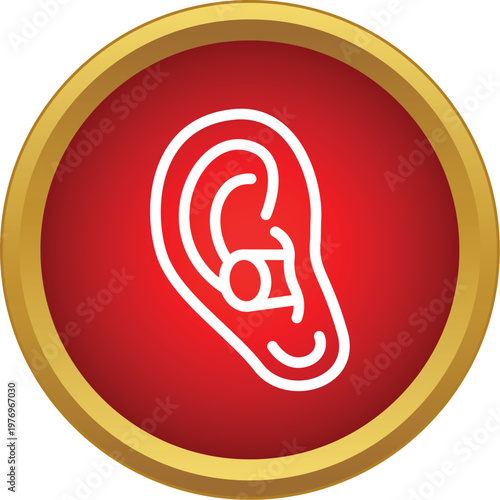 Ear with earplug icon representing noise reduction and health safety