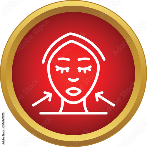 Woman face with arrows indicating the lifting and tightening skin procedure