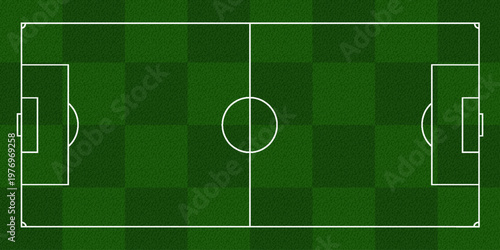 A soccer field setup with artificial turf and goalposts on green background Vector