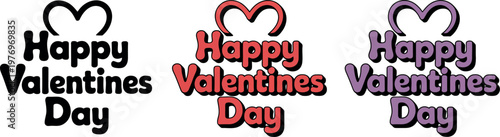 A colorful Happy Valentines Day greeting card with heart designs