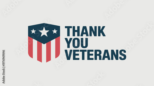 A patriotic graphic design honoring American veterans with a star-spangled shield and bold text.