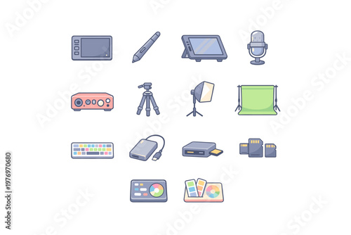 External vector board simple monitor light editing generation desktop screen image icon