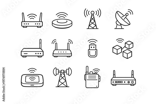 Dongle router wifi simple icon image vector modem device tower generation dish