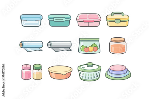 Storage container bowl wrap box image simple roll generation bag vector spice