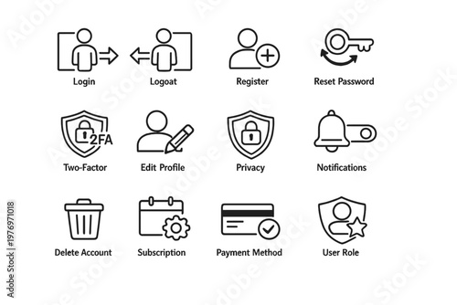 Icons vector profile register account management toggle two authentication user icon shield
