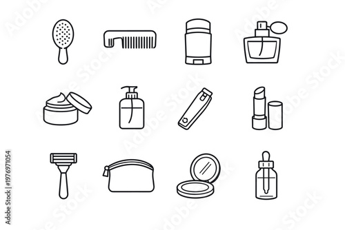 Cosmetic simple icon tube balm stick hand razor image generation pouch hair