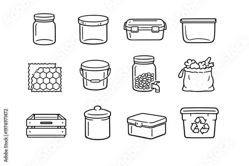 Bag refillable beeswax simple wooden storage sheet image icon tin generation vector