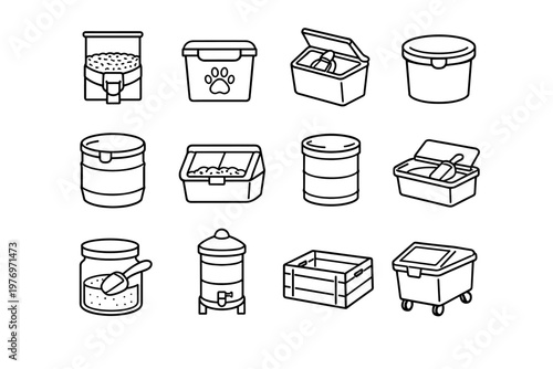 Flour bucket jar icon silo generation bin image simple scoop food large