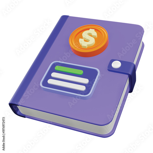 Accounting Book 3d rendering icon.