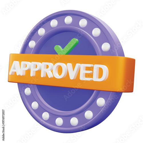 Approved 3d rendering icon.