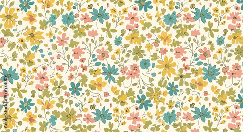 Natural inspired flower pattern with airy spacing and organic flowing stems