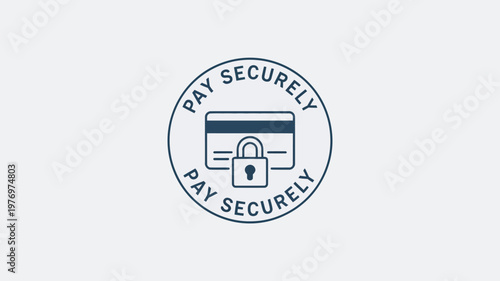 A secure payment logo with a padlock and credit card on a white background