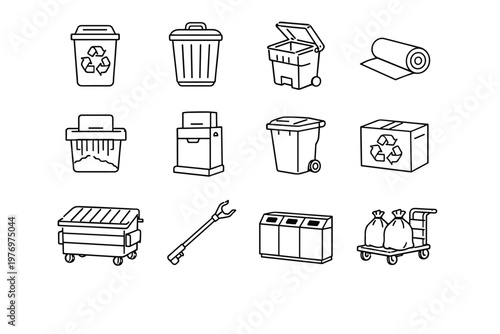 Generation lid bin dumpster vector can trash compactor station simple sorting image