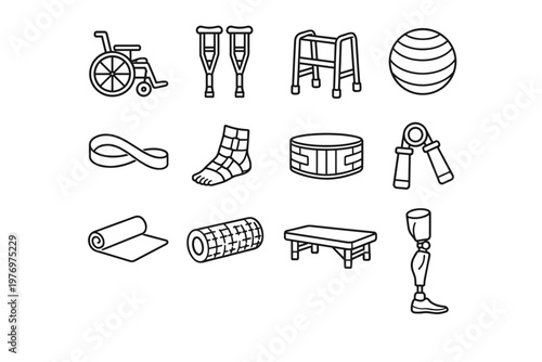 Hand limb icon support rehabilitation crutches trainer vector equipment frame therapy prosthetic
