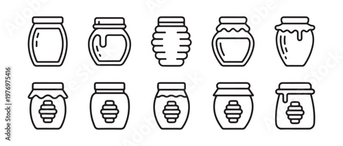 Collection of honey jar icons. in a clean flat design, scalable vector illustration.