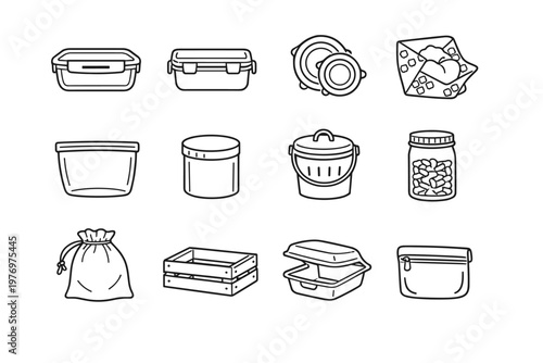 Snack image generation wooden bag simple jar stainless icon storage food container