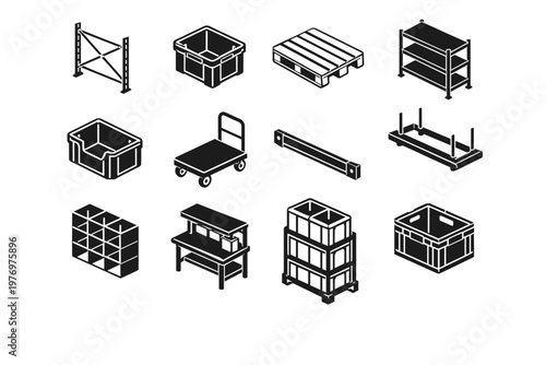 Table vector crate platform image rolling generation simple overhead shelving icon container