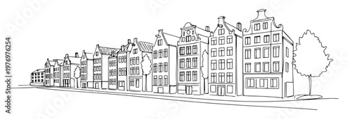 row of historic dutch houses european city sketch