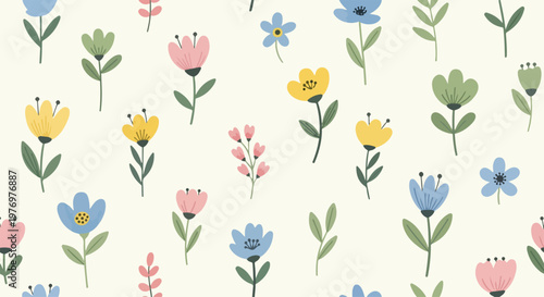 Calm botanical background with small flowers and balanced composition