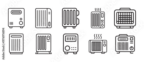 Set of household appliances and electronics flat design vector illustration.