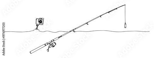 fishing rod with underwater camera vector illustration