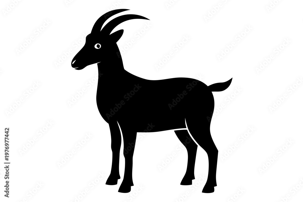 Fototapeta premium goat silhouette vector, goat black symbol, dairy goat vector silhouette 