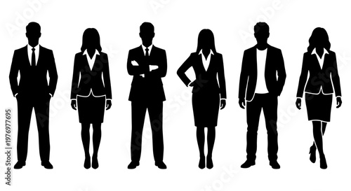 Business people silhouettes, professional office team, corporate group vector