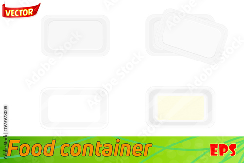 white plastic container packaging for food set icons vector illustration