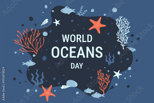 World oceans day illustration