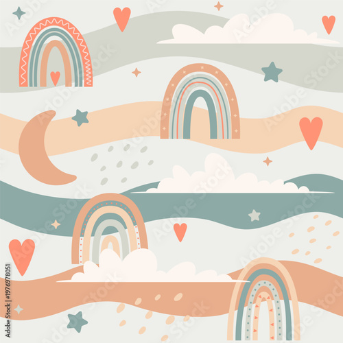 pastel colored boho seamless pattern