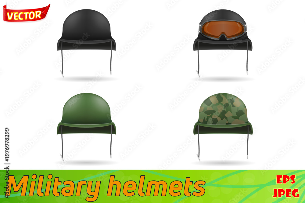 Obraz premium set icons military helmets vector illustration