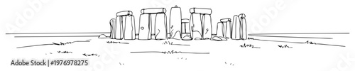 stonehenge england landmark continuous one line drawing vector