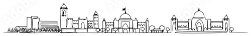 pakistan skyline with lahore landmarks line art