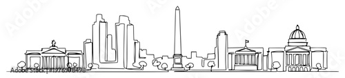 berlin skyline with brandenburg gate and tv tower monoline outline vector