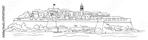 alcatraz island prison san francisco continuous one line drawing