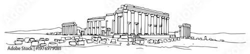 Photos acropolis of athens greece continuous one line drawing vector