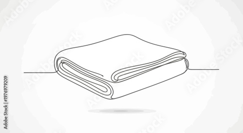 A simple, flowing single line draws a cozy, folded blanket or towel, suitable for minimalist designs and domestic themes.