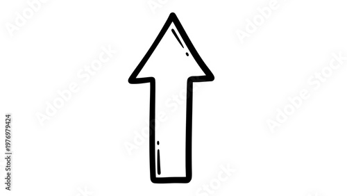 Simple hand drawn black arrow pointing upward, perfect for indicating direction, growth, or progress in various digital and print applications.