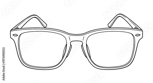 Simple black line art of a pair of eyeglasses, perfect for graphic resource materials, apparel design, or educational content related to vision and eyewear.