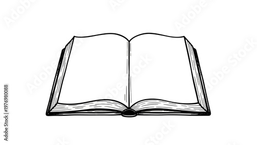 Hand drawn open book with blank pages for education and literary projects. Perfect for symbolizing knowledge, learning, and storytelling.