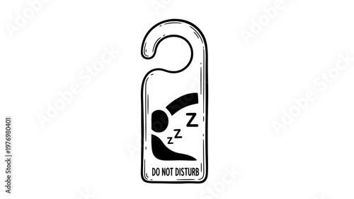 Handdrawn Do Not Disturb door hanger with a sleeping icon, ideal for hotel rooms, privacy signs, or relaxation themed projects.