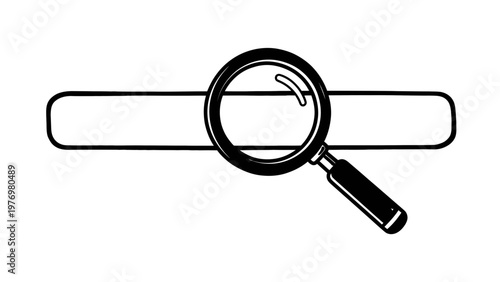 Black and white outlined search bar with a magnifying glass icon, perfect for user interface elements, web searching concepts, or digital inquiry applications.