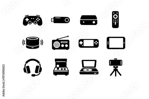 Radio headset simple vector generation icon player streaming tripod image arcade tv