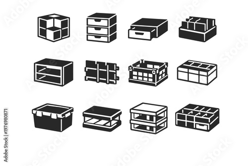 Expandable image collapsible generation organizer simple fit adjustable bin icon vector panel