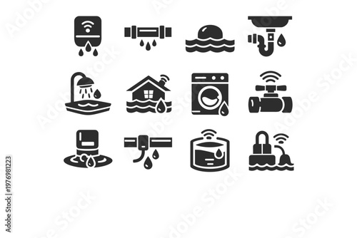 Sensor icon level smart vector moisture tank pipe plumbing image simple generation