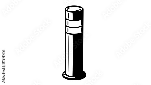Monochromatic graphic of a safety bollard, ideal for indicating restricted areas, guiding traffic flow, or enhancing safety in parking lots, sidewalks, and industrial sites.